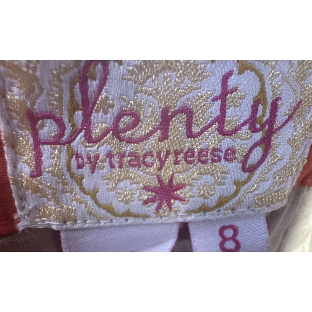 Plenty by Tracy Reese Orange Embroidered Strapless Cotton Midi Dress Size 8 - Picture 8 of 9